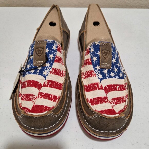 Ariat Shoes Women's Size 10 Leather Loafer Slip On Canvas Cruiser New In Box - Picture 3 of 12